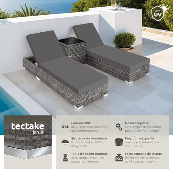 Découvrez notre test complet des chaises longues TecTake® avec table et housses. Optez pour le confort et le design élégant dans votre jardin grâce à ces modèles pratiques et esthétiques.