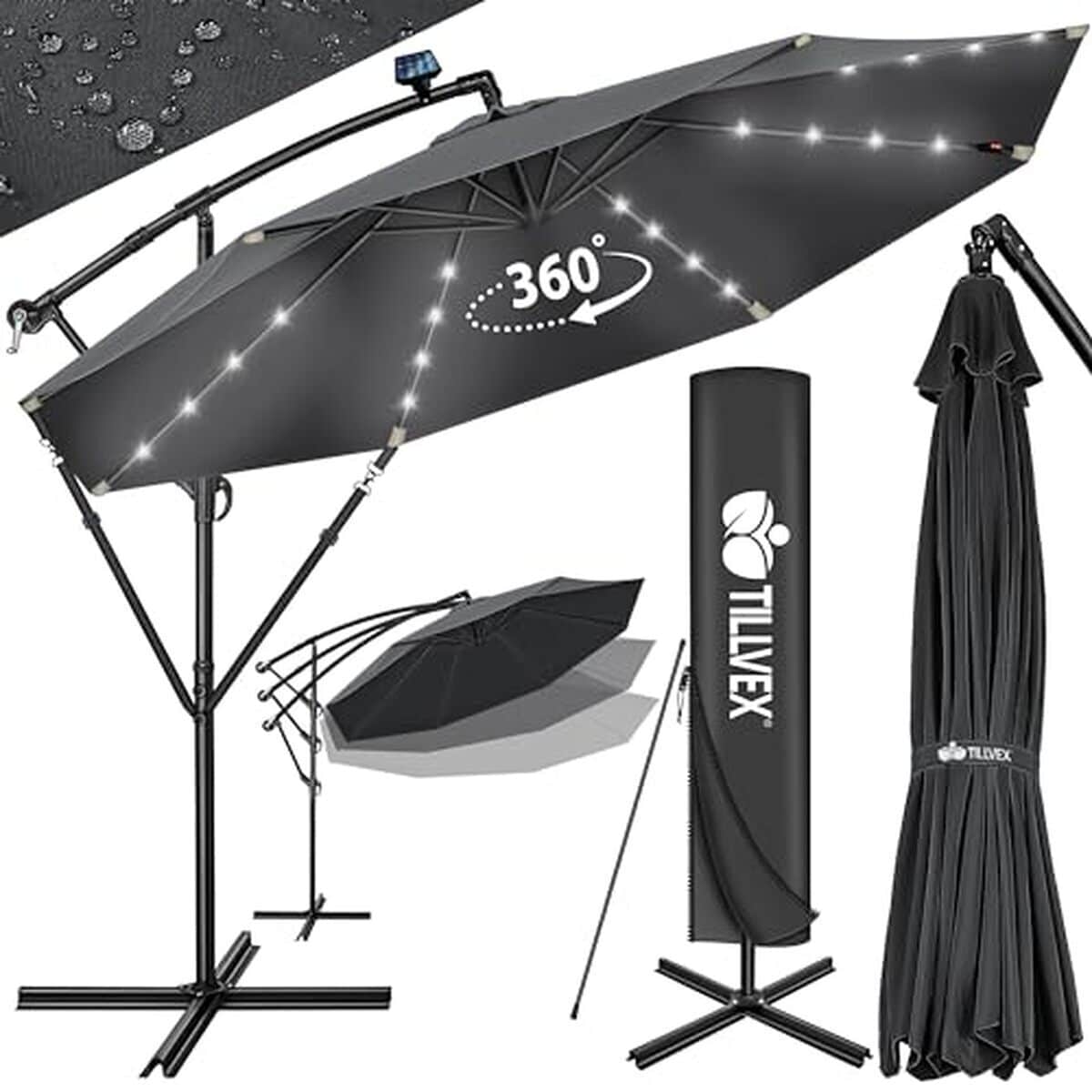Test du parasol déporté LED solaire Tillvex 3M : protection UV élégante pour le jardin