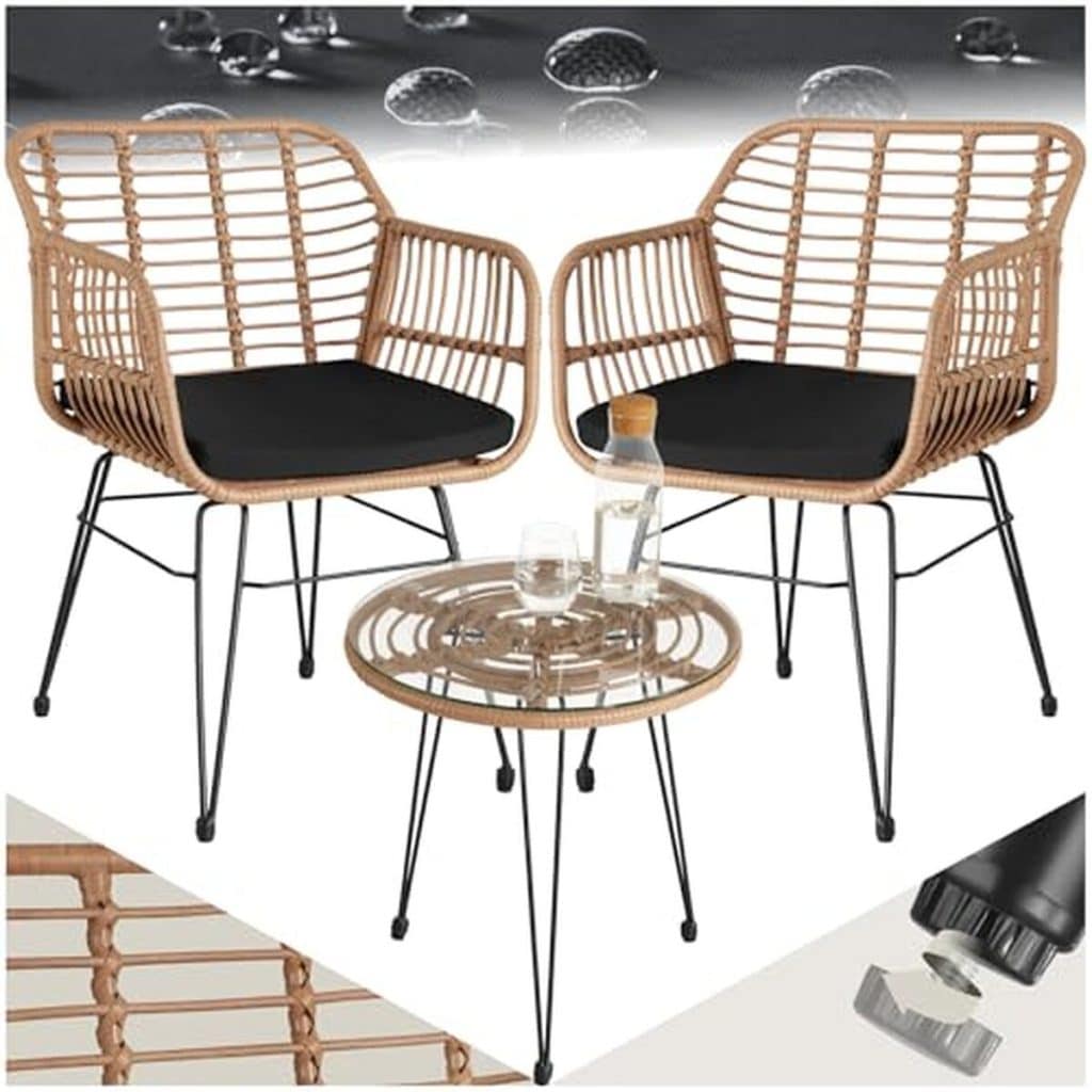 Test du salon de jardin TecTake en poly rotin pour 2 personnes