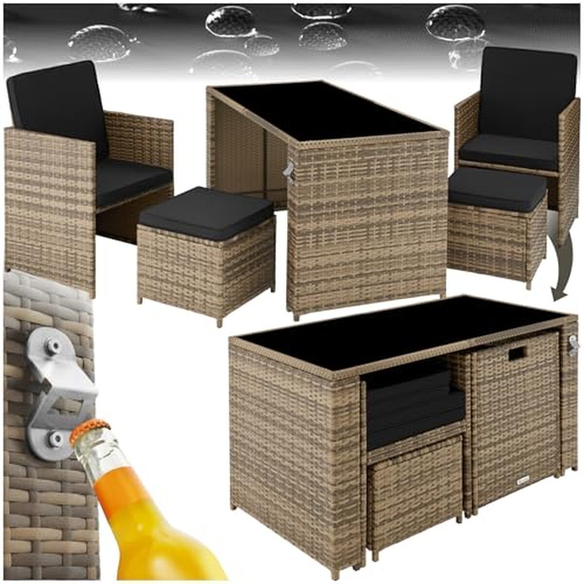 Test TecTake : salon de jardin 4 places en rotin
